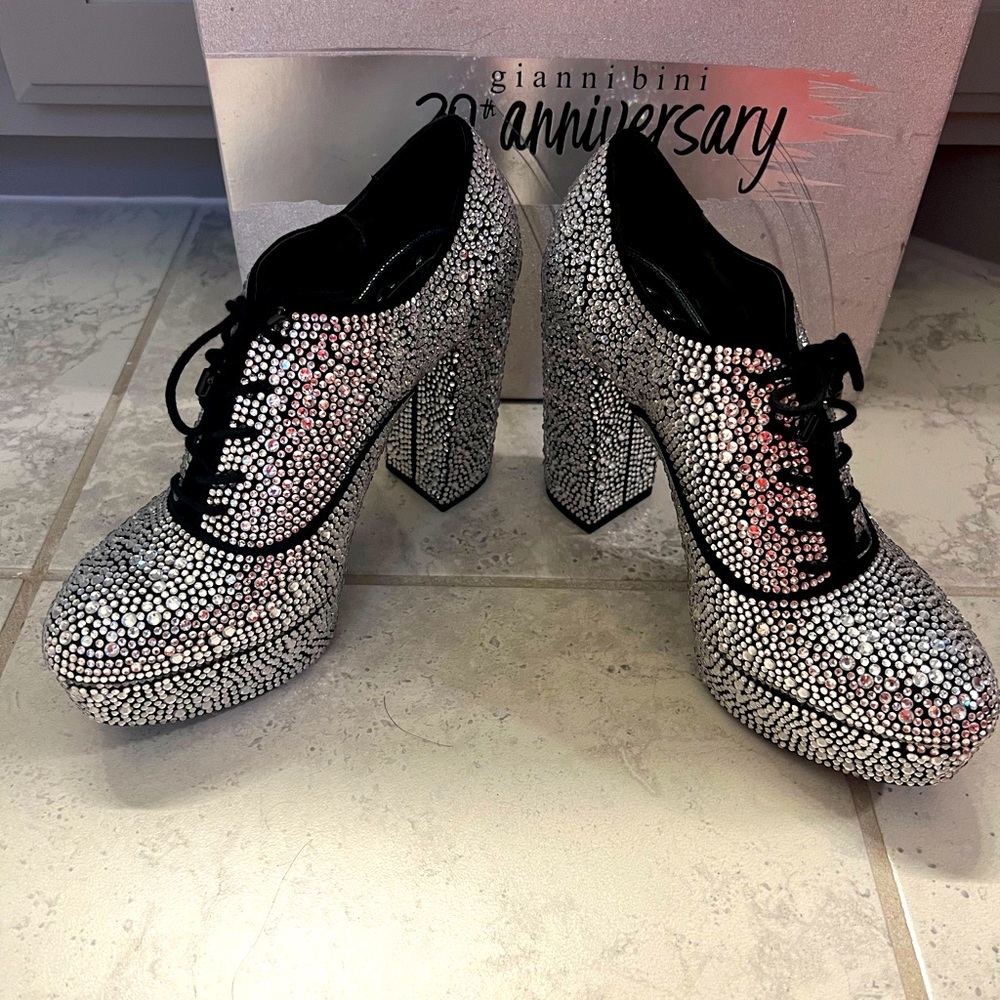 Gianni Bini 20th Anniversary Collection Keevie Bling Rhinestone Lace-Up Platform
